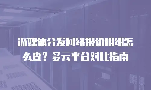 流媒体分发网络报价明细怎么查？多云平台对比指南