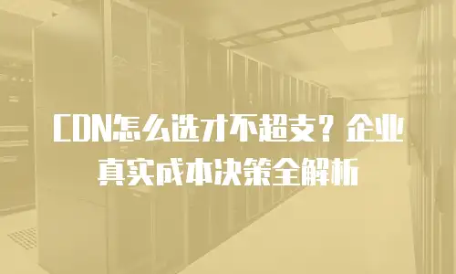 CDN怎么选才不超支？企业真实成本决策全解析
