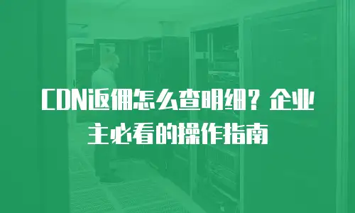 CDN返佣怎么查明细？企业主必看的操作指南