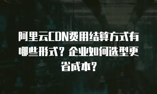 阿里云CDN费用结算方式有哪些形式？企业如何选型更省成本？