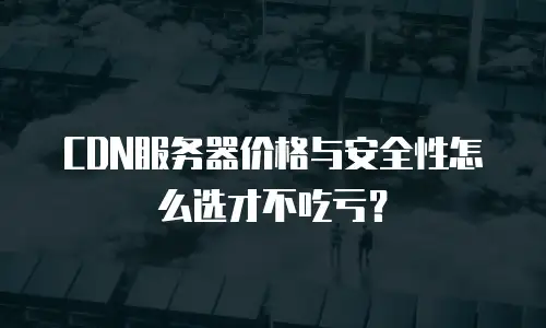 CDN服务器价格与安全性怎么选才不吃亏？