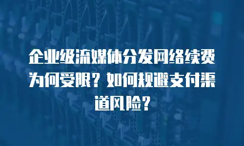企业级流媒体分发网络续费为何受限？如何规避支付渠道风险？