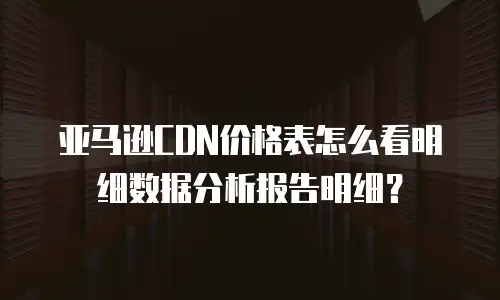 亚马逊CDN价格表怎么看明细数据分析报告明细？