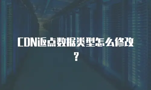 CDN返点数据类型怎么修改？