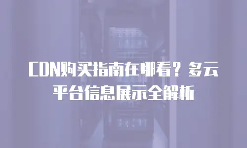 CDN购买指南在哪看？多云平台信息展示全解析