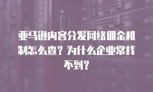 亚马逊内容分发网络佣金机制怎么查？为什么企业常找不到？