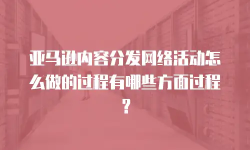 亚马逊内容分发网络活动怎么做的过程有哪些方面过程？