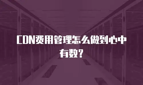 CDN费用管理怎么做到心中有数？