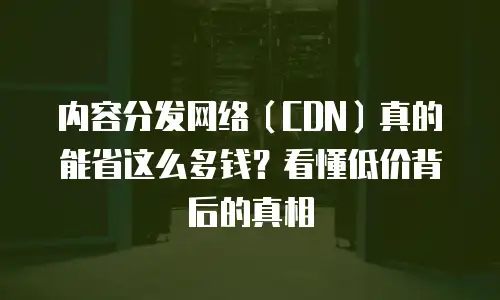 内容分发网络（CDN）真的能省这么多钱？看懂低价背后的真相
