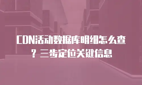 CDN活动数据库明细怎么查？三步定位关键信息