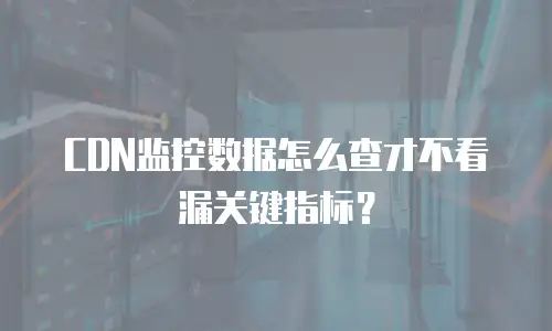 CDN监控数据怎么查才不看漏关键指标？