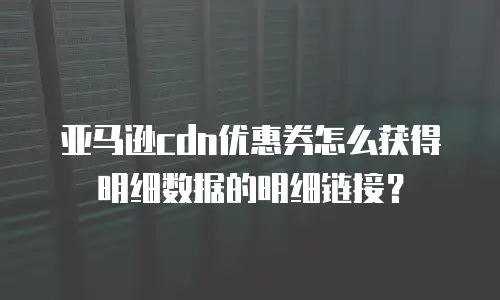 亚马逊cdn优惠券怎么获得明细数据的明细链接？