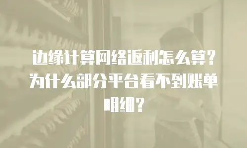 边缘计算网络返利怎么算？为什么部分平台看不到账单明细？