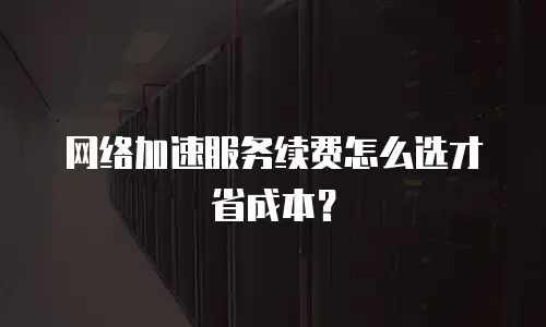 网络加速服务续费怎么选才省成本？