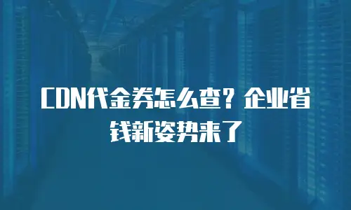 CDN代金券怎么查？企业省钱新姿势来了