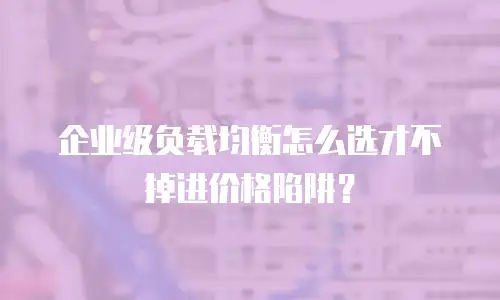 企业级负载均衡怎么选才不掉进价格陷阱？