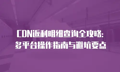 CDN返利明细查询全攻略：多平台操作指南与避坑要点