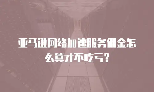 亚马逊网络加速服务佣金怎么算才不吃亏？