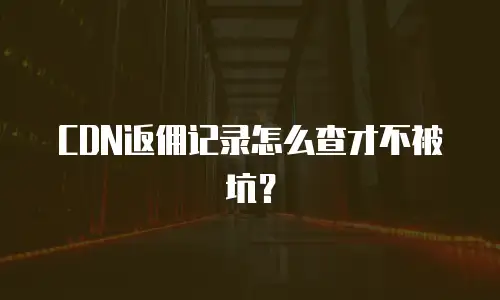 CDN返佣记录怎么查才不被坑？