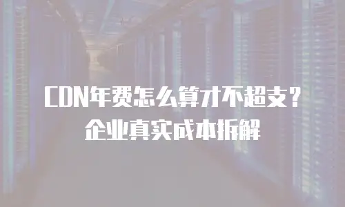 CDN年费怎么算才不超支？企业真实成本拆解