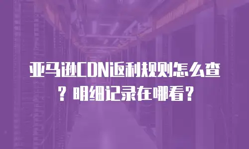 亚马逊CDN返利规则怎么查？明细记录在哪看？