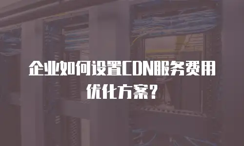 企业如何设置CDN服务费用优化方案？