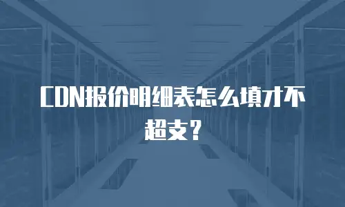 CDN报价明细表怎么填才不超支？