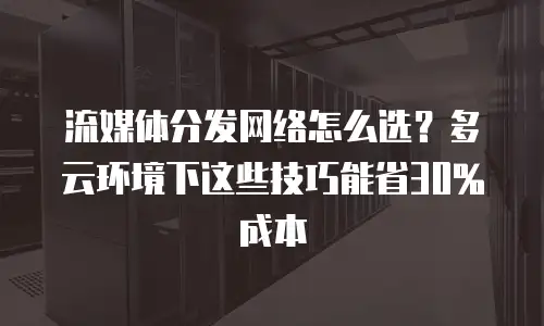 流媒体分发网络怎么选？多云环境下这些技巧能省30%成本