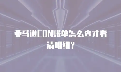 亚马逊CDN账单怎么查才看清明细？