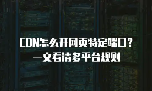 CDN怎么开网页特定端口？一文看清多平台规则