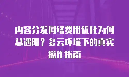 内容分发网络费用优化为何总遇阻？多云环境下的真实操作指南