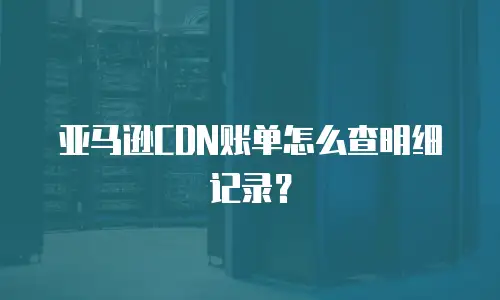 亚马逊CDN账单怎么查明细记录？