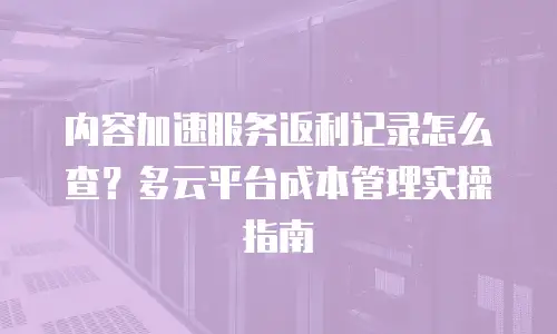 内容加速服务返利记录怎么查？多云平台成本管理实操指南