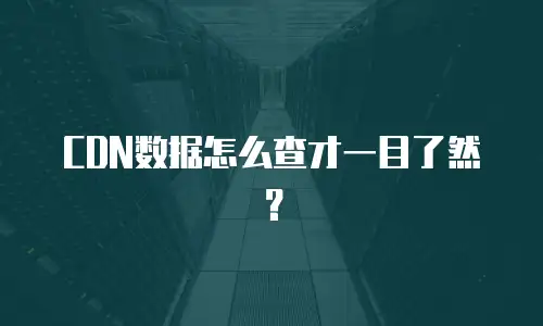 CDN数据怎么查才一目了然？