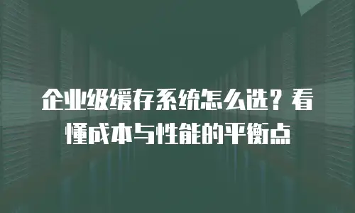 企业级缓存系统怎么选？看懂成本与性能的平衡点