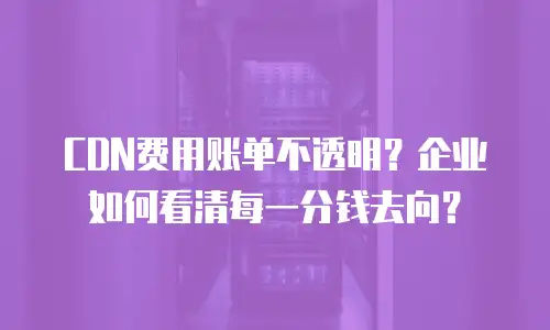 CDN费用账单不透明？企业如何看清每一分钱去向？