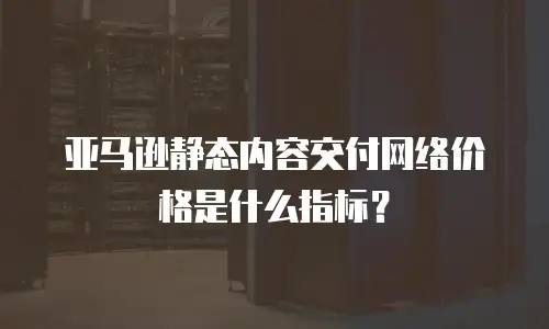 亚马逊静态内容交付网络价格是什么指标？