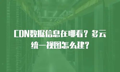 CDN数据信息在哪看？多云统一视图怎么建？