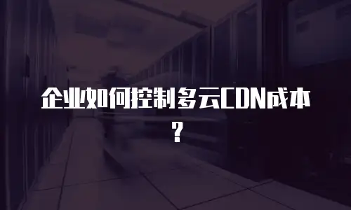企业如何控制多云CDN成本？
