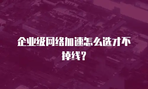 企业级网络加速怎么选才不掉线？
