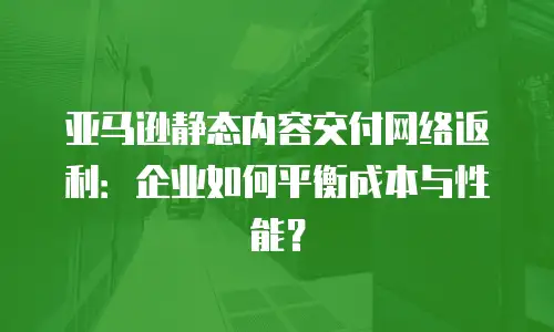 亚马逊静态内容交付网络返利：企业如何平衡成本与性能？