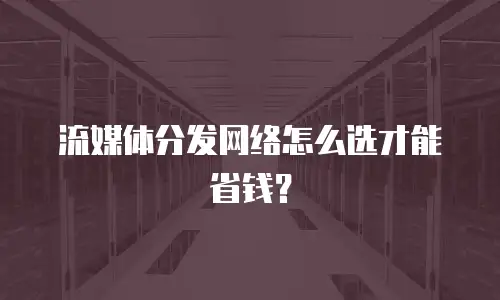 流媒体分发网络怎么选才能省钱？