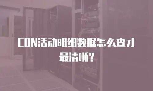 CDN活动明细数据怎么查才最清晰？