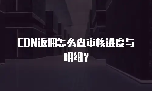 CDN返佣怎么查审核进度与明细？