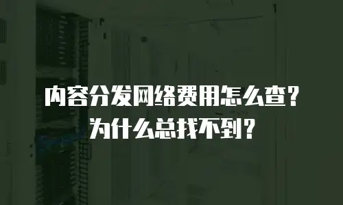 内容分发网络费用怎么查？为什么总找不到？
