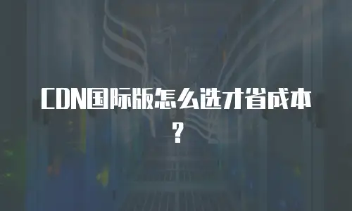CDN国际版怎么选才省成本？