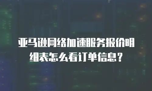 亚马逊网络加速服务报价明细表怎么看订单信息？