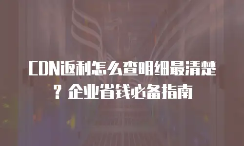 CDN返利怎么查明细最清楚？企业省钱必备指南