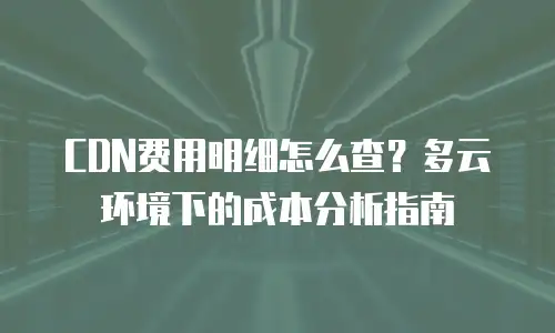 CDN费用明细怎么查？多云环境下的成本分析指南