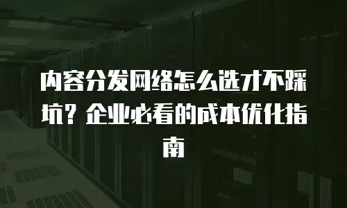 内容分发网络怎么选才不踩坑？企业必看的成本优化指南